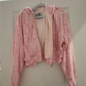 Pink Tie-Dye Zip-Up Hoodie